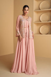 Exclusive Pure Georgette Embroidery Sharara & Blouse with Shrug